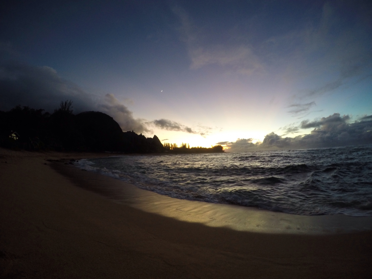 haena beach at sunset   